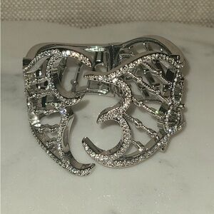 Vintage Doris Panos Telio Hinged Cuff Bracelet Clear Crystals -The Look of Real